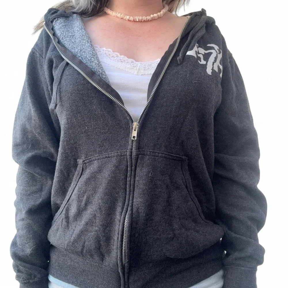 2010s emo grunge alt avenged sevenfold logo graphic zip-up hoodie, unisex sz md - Picture 3 of 6